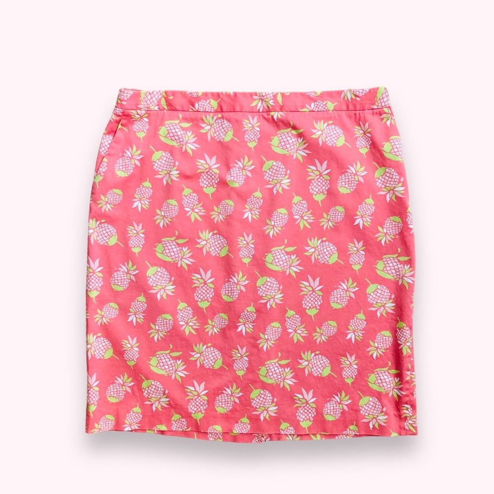 346 Brooks Brothers Stretch Women's pink pineapple print pencil skirt, Sz 16